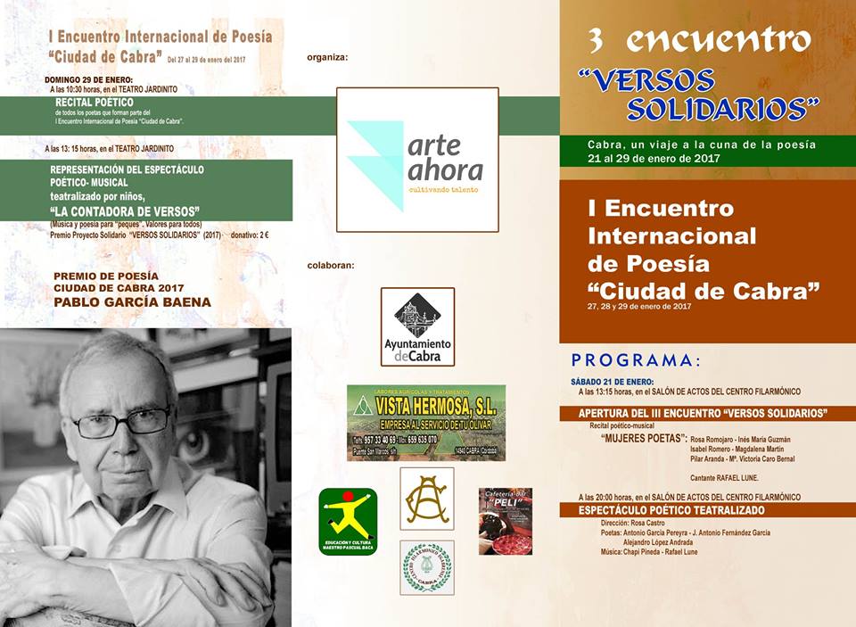 III encuentro Versos Solidarios y permio de poesia Ciudad de Cabra.
